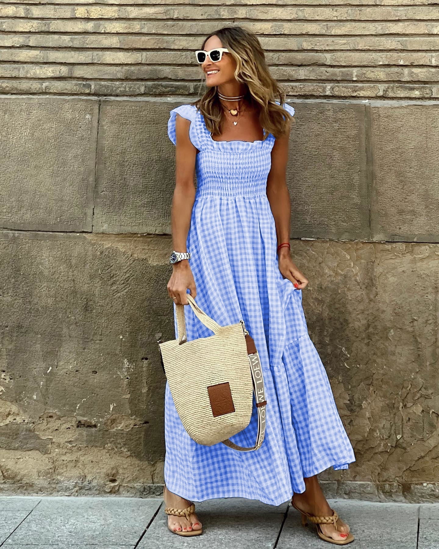 Christine | Elegant Ærme Smocked Maxi Kjole