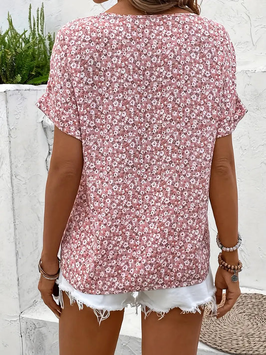 Wolena | Ubesværet Blomster Button-Up Top til Kvinder