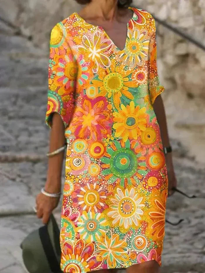 Felicia | Floral Radiant Dress - Livlig og Stilfuld Elegance