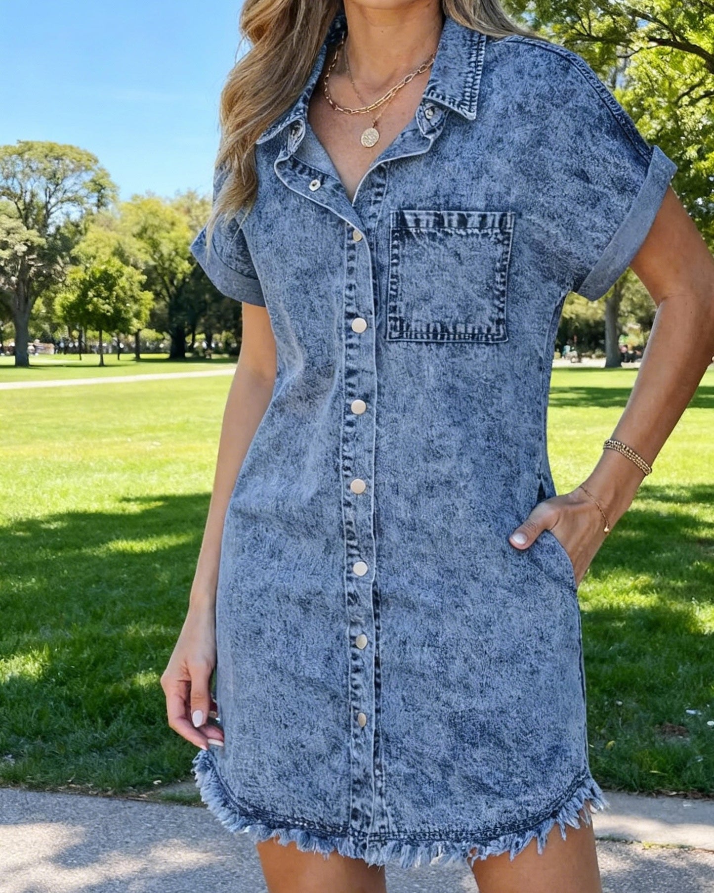 Kaelia | Denim Skjortekjole