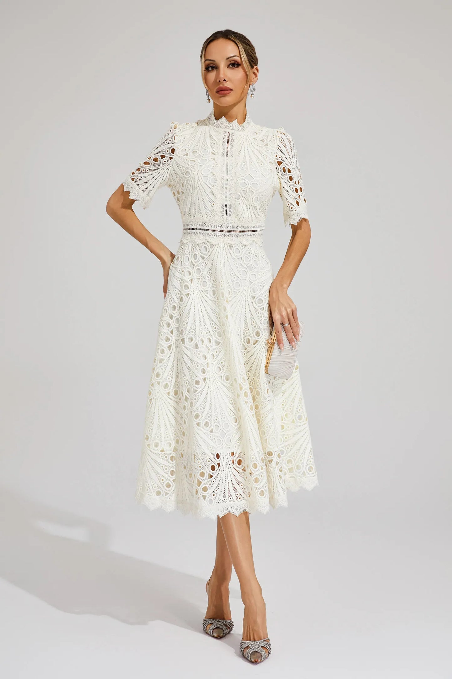 Lexi | Elegant Blonde Midi Kjole til Kvinder