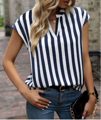 Fenny | V-Hals Korte Ærmer Casual Bluse