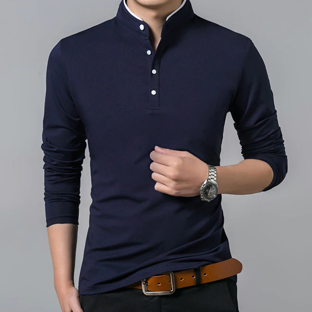 Shane | Herreslim-fit langærmet polo skjorte