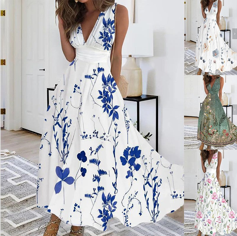 Sabrina | Fortryllende Floral Maxi Kjole til Ubesværet Elegance