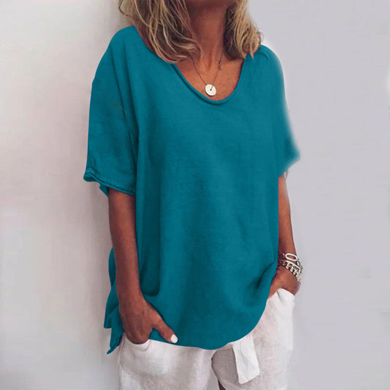 Denise | Stilfuld Løs Bluse med Dækning til Maven