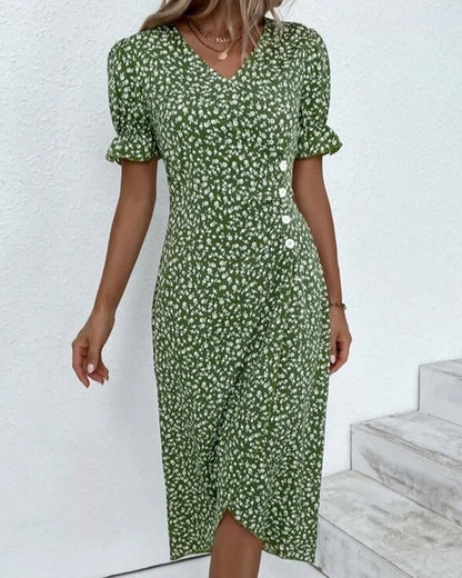 Rosa | Stilfuld Blomsterprint V-Hals Wrap Kjole