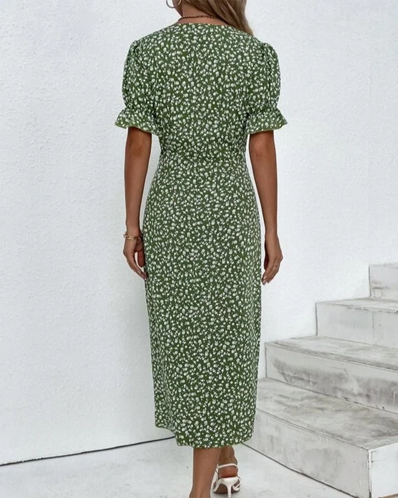 Rosa | Stilfuld Blomsterprint V-Hals Wrap Kjole