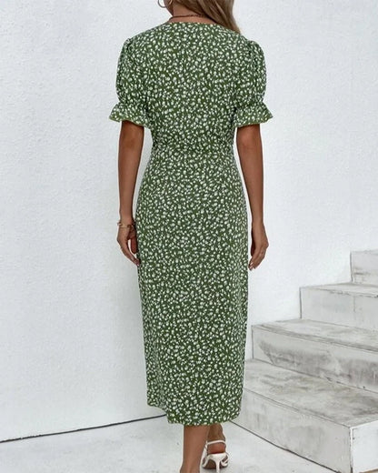 Rosa | Stilfuld Blomsterprint V-Hals Wrap Kjole