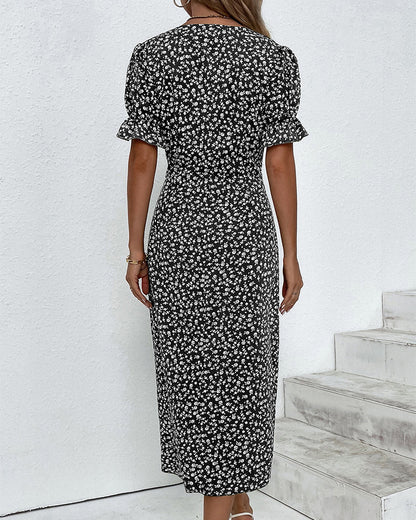 Rosa | Stilfuld Blomsterprint V-Hals Wrap Kjole