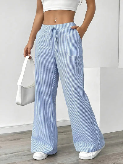 Linda | Elegante Stribede Bukser med Lommer i Trendy Farver