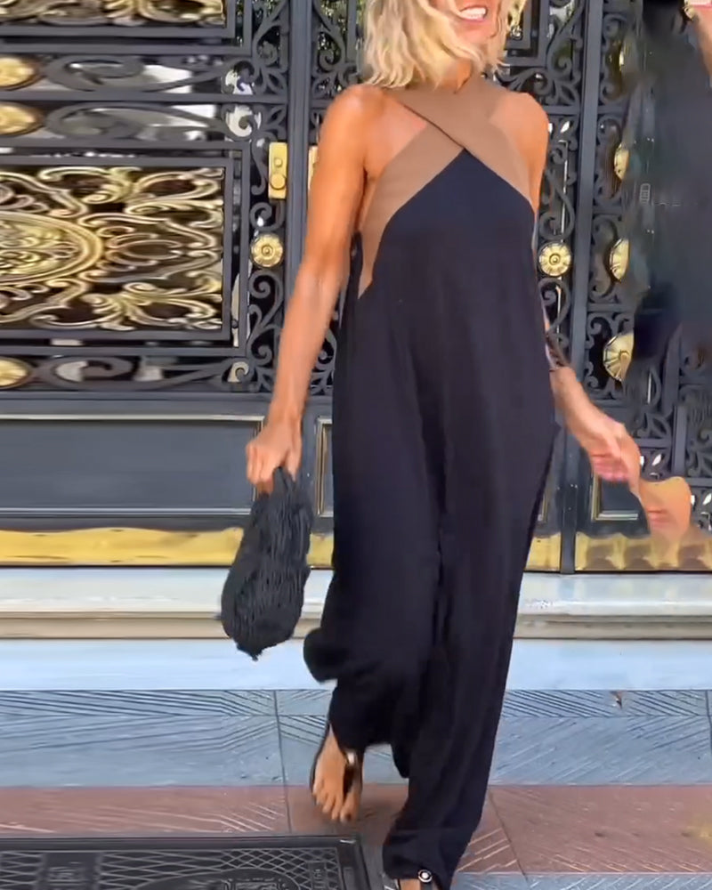 Camille | Elegant Maxi Cross Neck Kjole til Særlige Anledninger