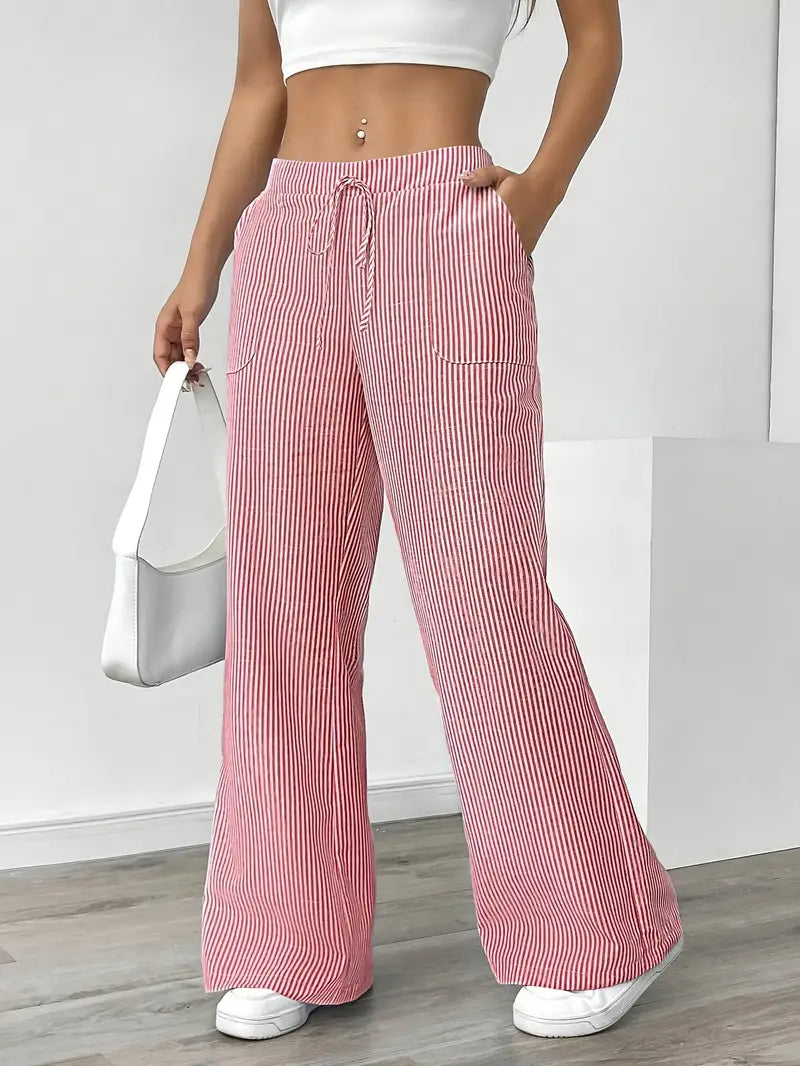Linda | Elegante Stribede Bukser med Lommer i Trendy Farver