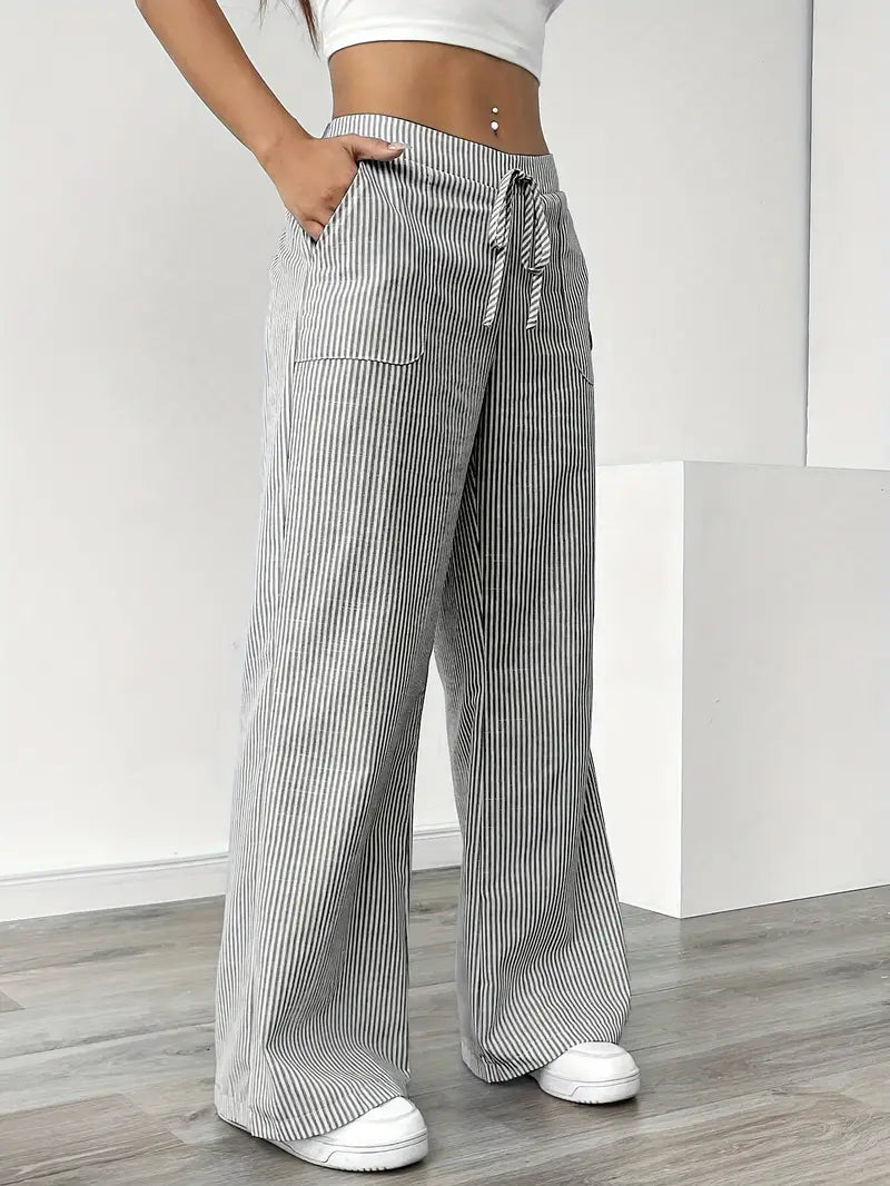 Linda | Elegante Stribede Bukser med Lommer i Trendy Farver