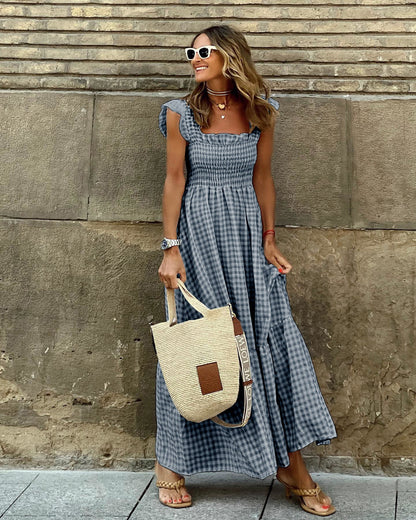Christine | Elegant Ærme Smocked Maxi Kjole