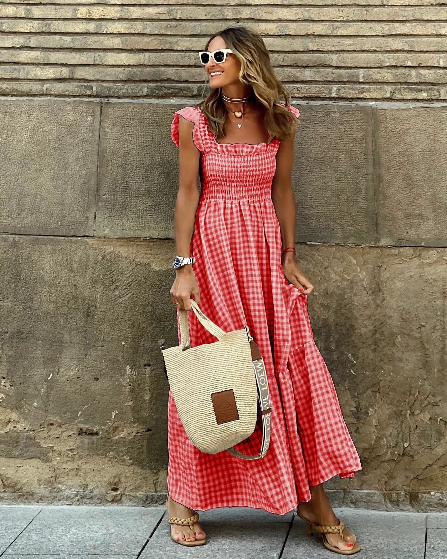 Christine | Elegant Ærme Smocked Maxi Kjole