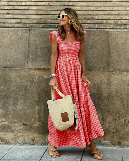 Christine | Elegant Ærme Smocked Maxi Kjole