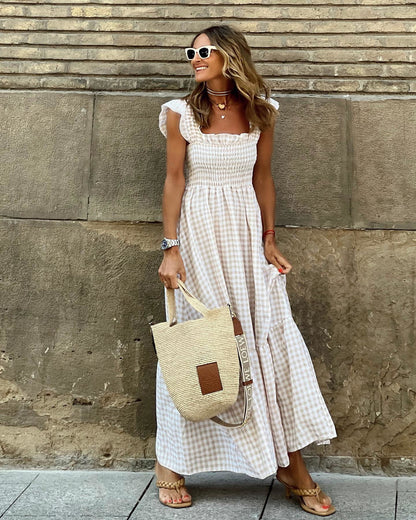 Christine | Elegant Ærme Smocked Maxi Kjole