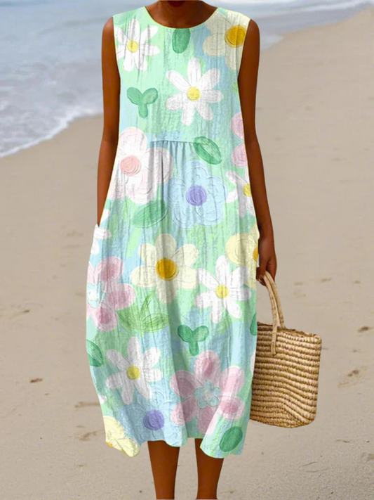 Erin | Pastel Blossom Midi Kjole