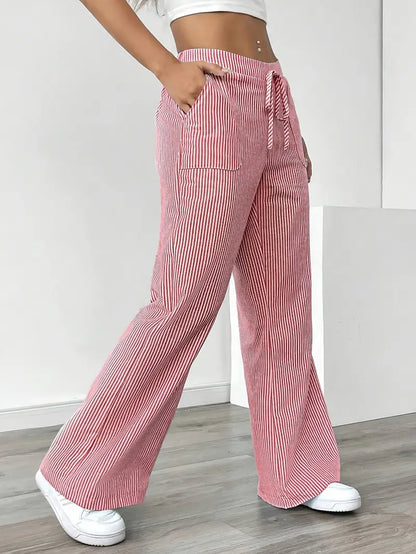 Linda | Elegante Stribede Bukser med Lommer i Trendy Farver