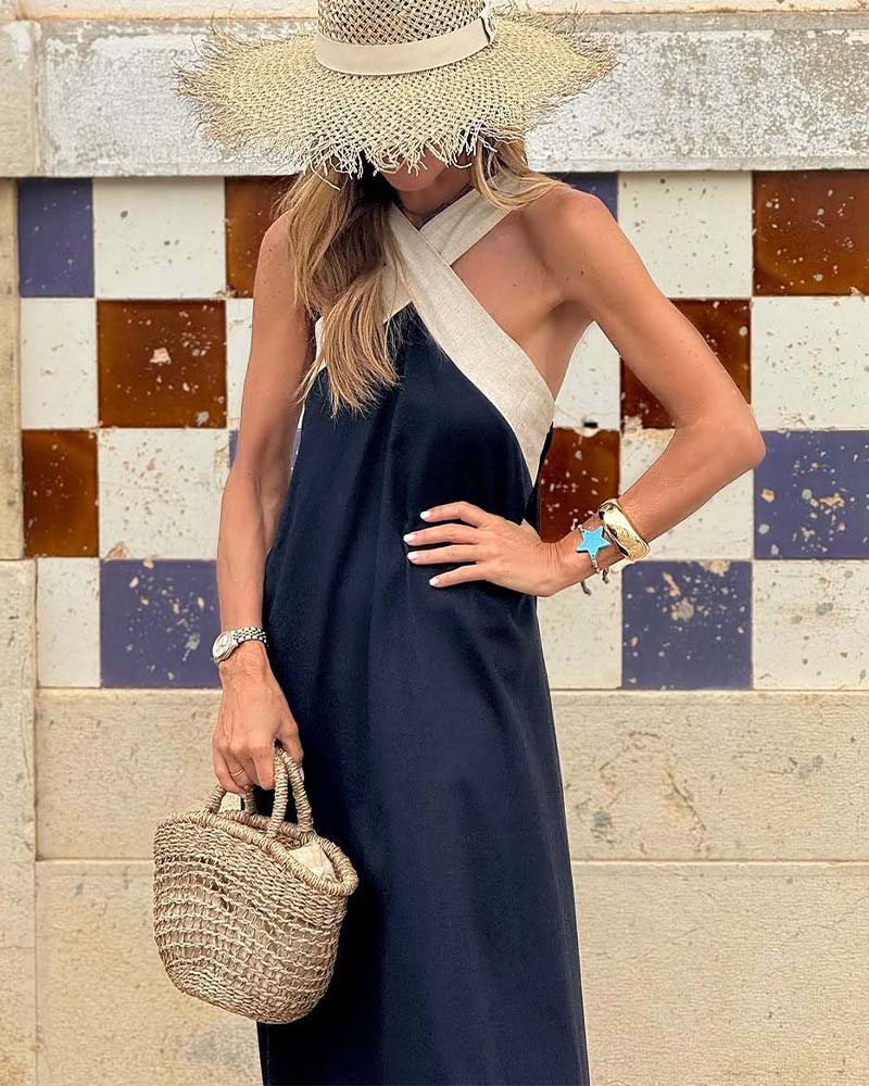 Camille | Elegant Maxi Cross Neck Kjole til Særlige Anledninger