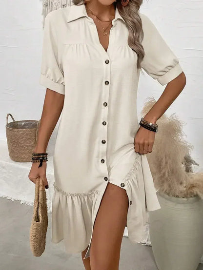 Rachel | Elegant Down Ruffle Kjole til Enhver Lejlighed