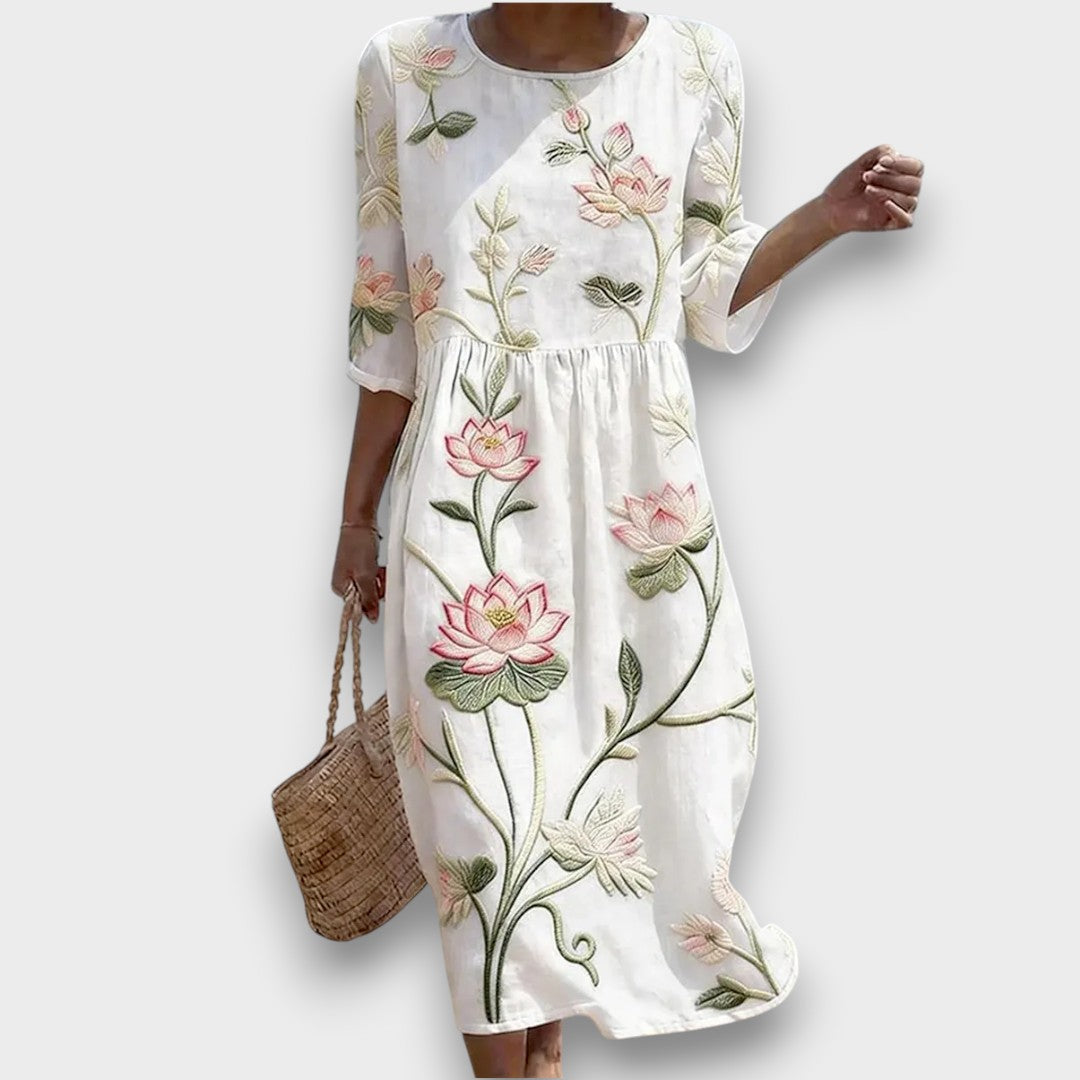 Kayla | Kjole med Plante- og Blomsterprint