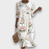Kayla | Kjole med Plante- og Blomsterprint