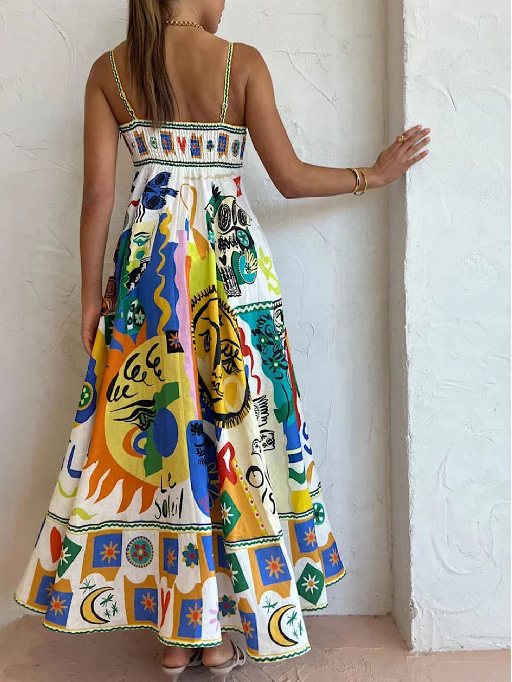 Adrienne | Chic Geometriske Graffiti Prints Slip Kjole - Uden Besvær Stilfuld