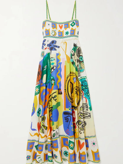 Adrienne | Chic Geometriske Graffiti Prints Slip Kjole - Uden Besvær Stilfuld
