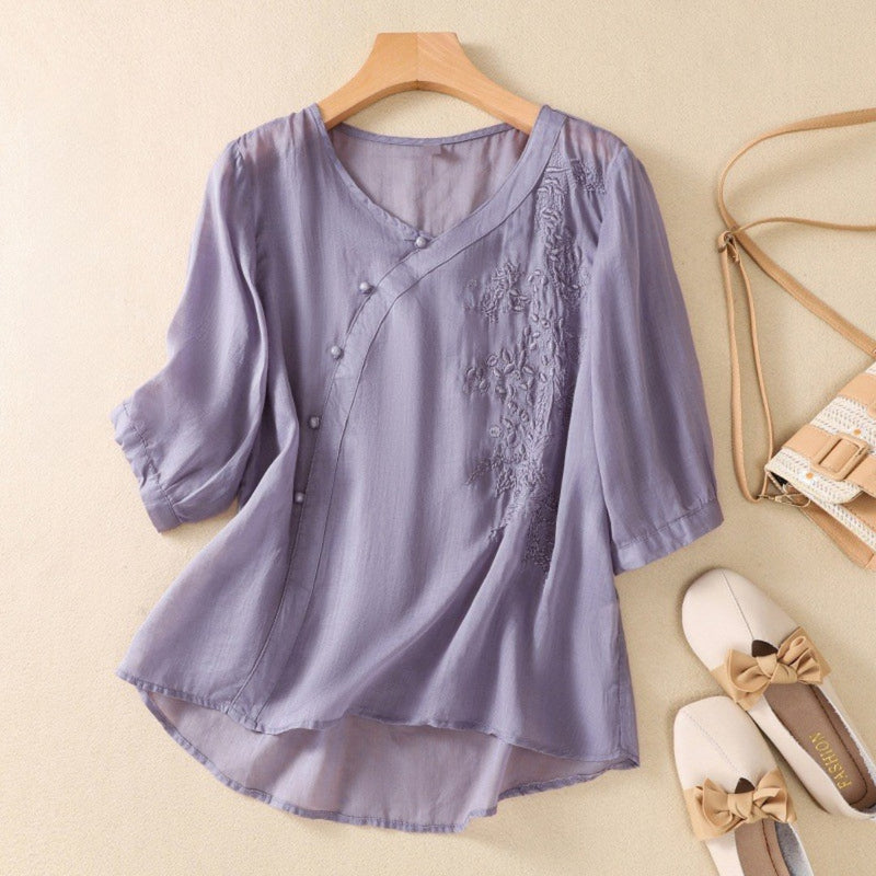 Sue | Elegant Asymmetrisk Knap Tunika