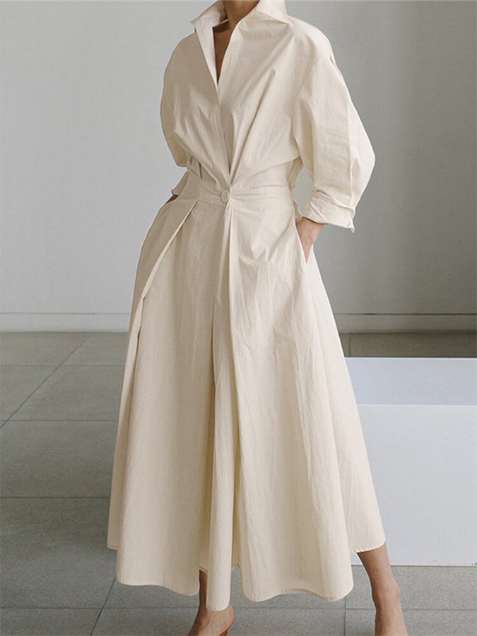 Mathilda | Elegant Skjortekjole med Knapper