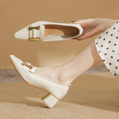 Destiny | Stilfulde Loafers med Blokhæle – Elegante Spidse Sko til Kontor & Hverdagsbrug