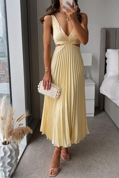 Sanne | Elegant Plisseret Midi Kjole