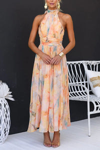 Sandra | Elegant Akvarel Maxi Kjole til Sommer