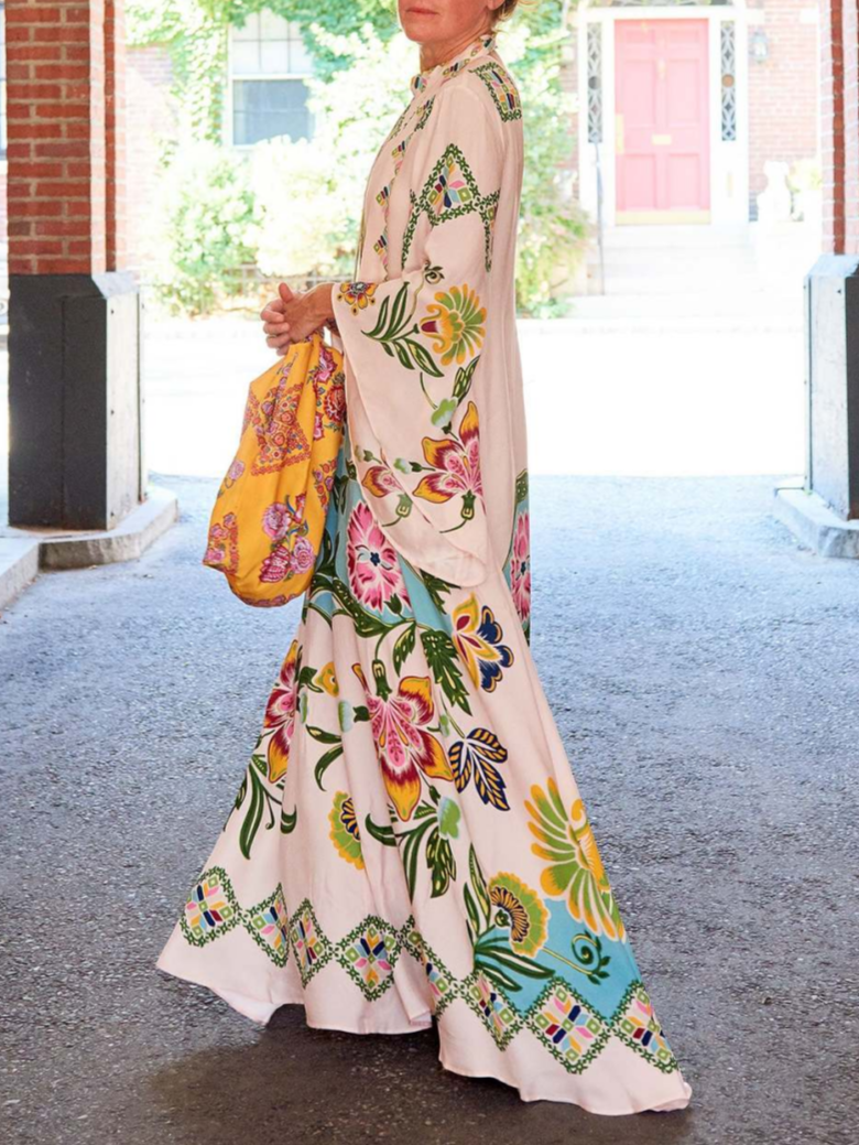 Jillian | Elegant Floral Langærmet Maxi Kjole til Alle Anledninger