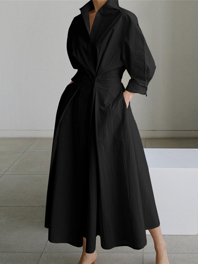 Mathilda | Elegant Skjortekjole med Knapper