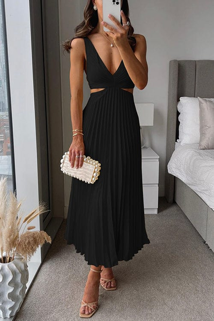 Sanne | Elegant Plisseret Midi Kjole