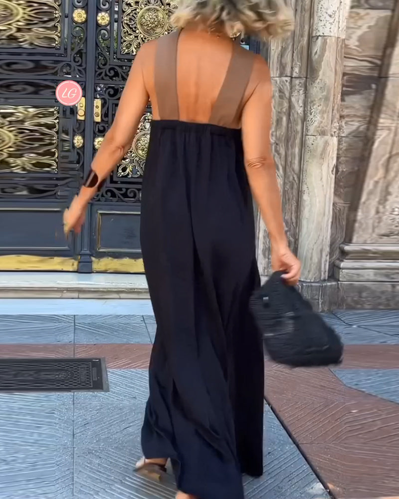 Camille | Elegant Maxi Cross Neck Kjole til Særlige Anledninger
