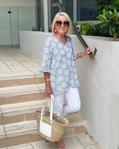 Dulce | Vintage Trykt Top med Tidløs Elegance til Kvinder