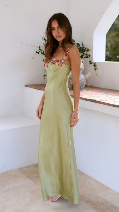 Carol | Kvinders Blomsterbroderet Maxi Kjole med Elegant Flow