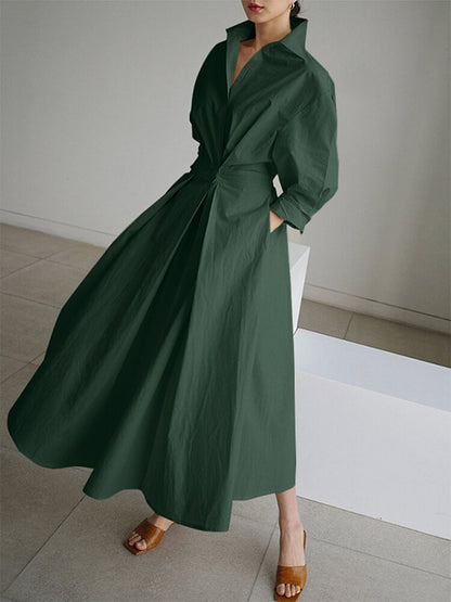 Kimberly | Chic Midi Kjole med Knaplukning