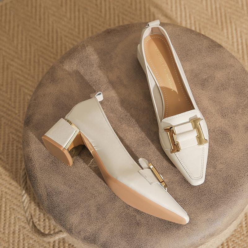 Destiny | Stilfulde Loafers med Blokhæle – Elegante Spidse Sko til Kontor & Hverdagsbrug