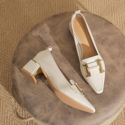 Destiny | Stilfulde Loafers med Blokhæle – Elegante Spidse Sko til Kontor & Hverdagsbrug