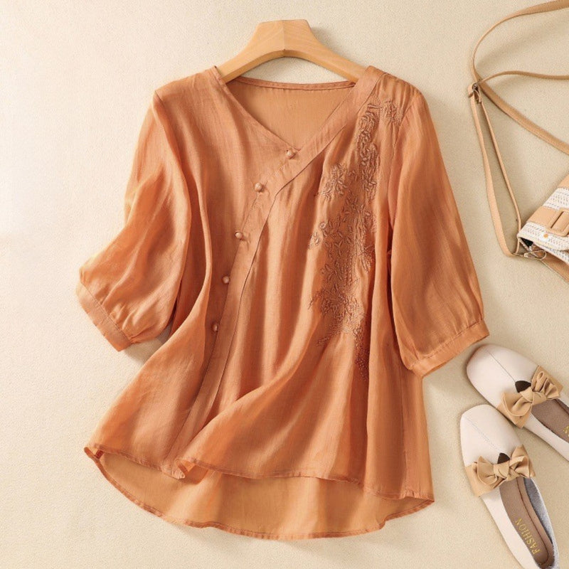 Sue | Elegant Asymmetrisk Knap Tunika
