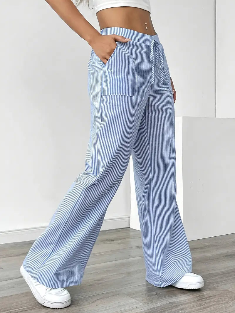 Linda | Elegante Stribede Bukser med Lommer i Trendy Farver
