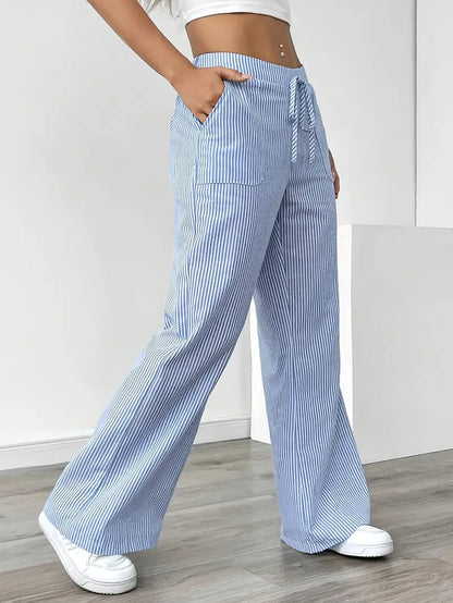 Linda | Elegante Stribede Bukser med Lommer i Trendy Farver