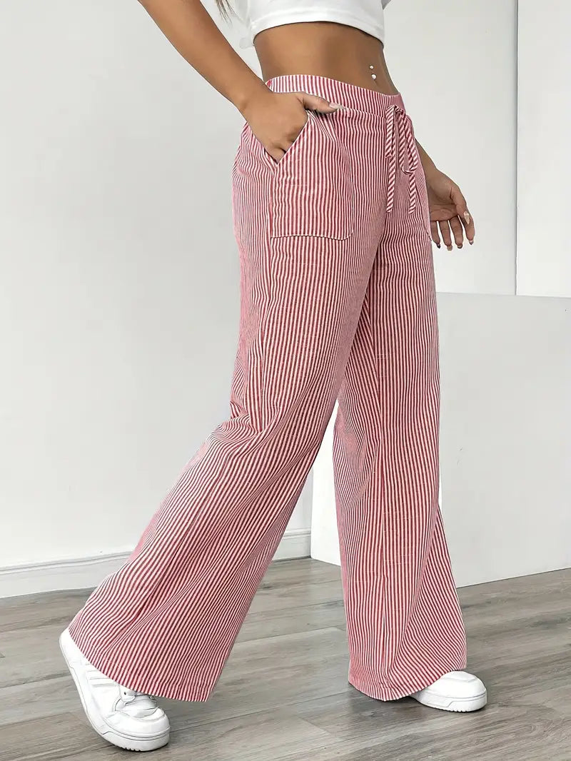 Linda | Elegante Stribede Bukser med Lommer i Trendy Farver