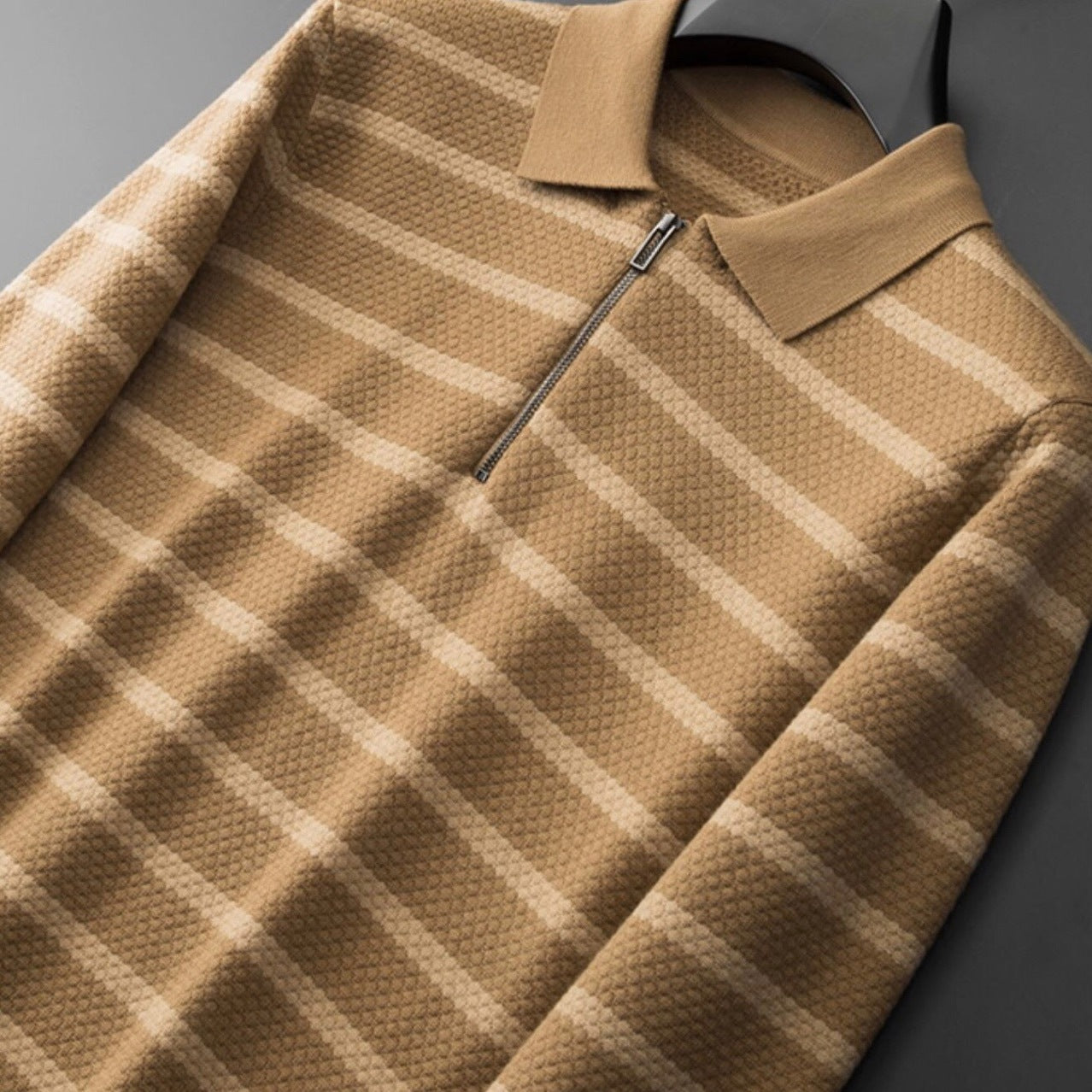 Jared | Herres Half-Zip Stribet Polo T-shirt