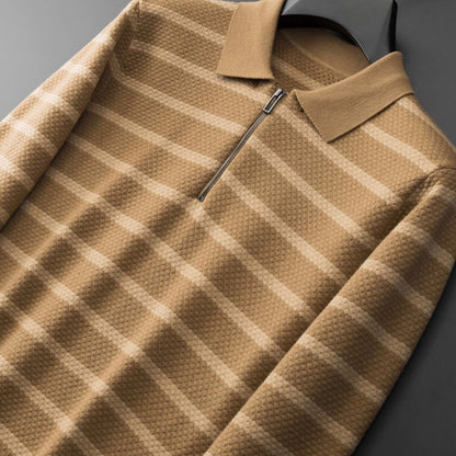 Jared | Herres Half-Zip Stribet Polo T-shirt