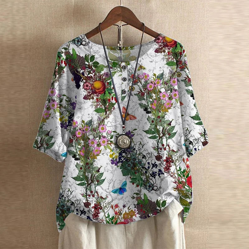 Katherine | Kvinders Blomster 3/4 Ærmet Bluse